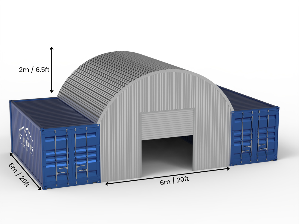 Pensiline per contenitori in acciaio - 20ft x 20ft x 6,5ft (6m x 6m x 2m)