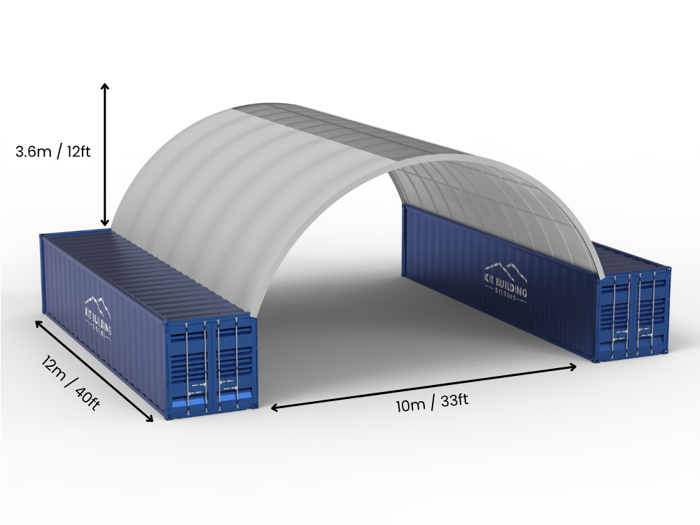 Apertura 10m (33ft) | Tende Container - 33ft x 12ft (10m x 3,6m)