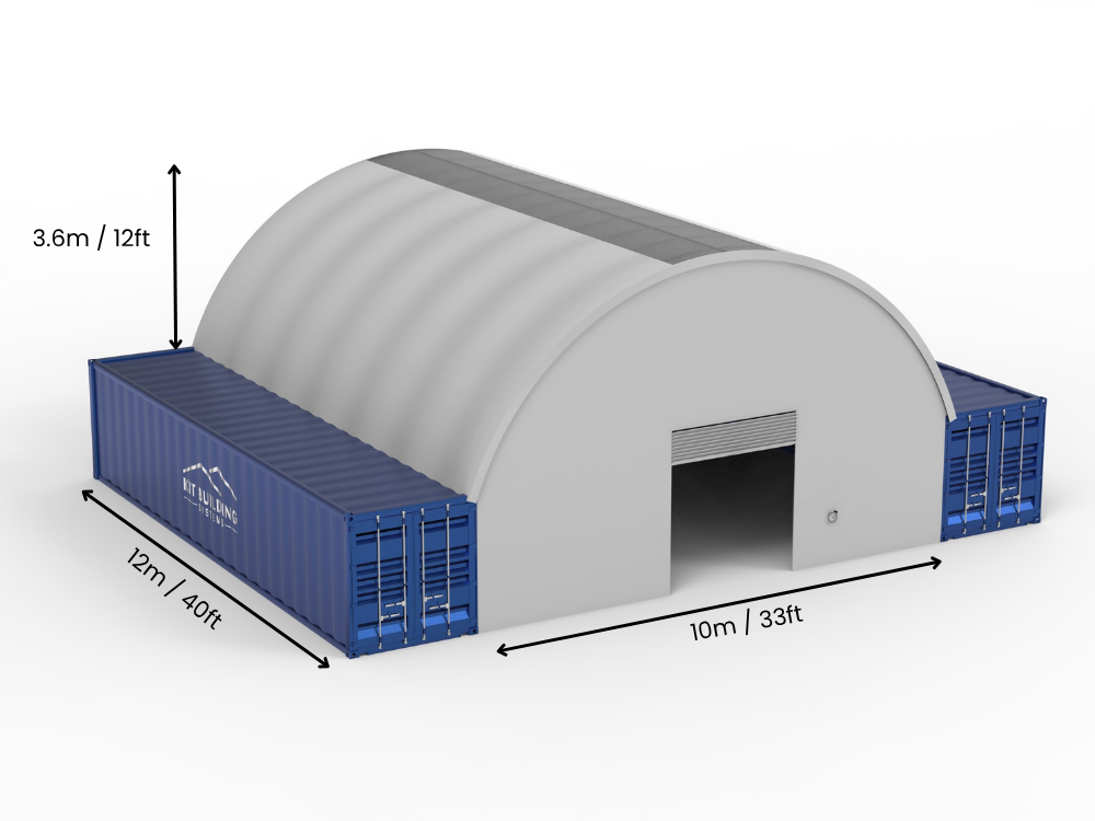 Apertura 10m (33ft) | Tende Container - 33ft x 12ft (10m x 3,6m)