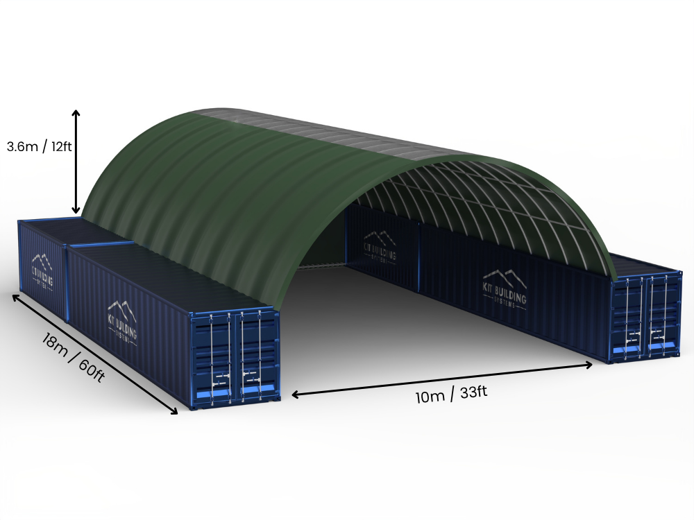 Apertura 10m (33ft) | Tende Container - 33ft x 12ft (10m x 3,6m)