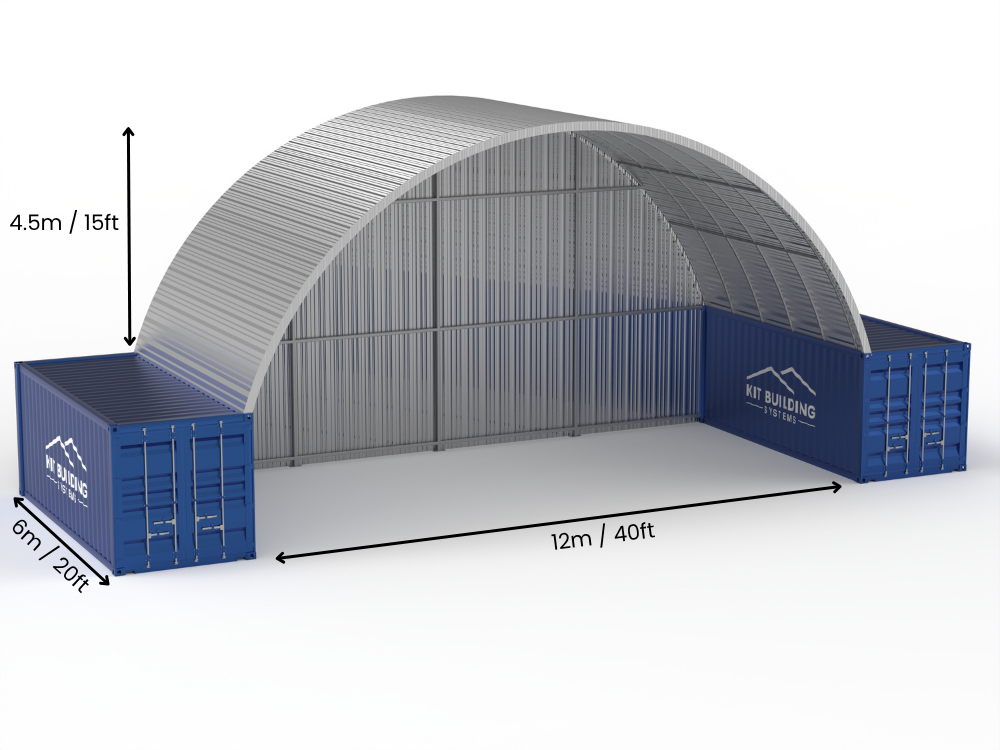 12m (40ft) Spannweite | Stahlcontainer-Vordächer - 40ft x 15ft (12m x 4,5m)