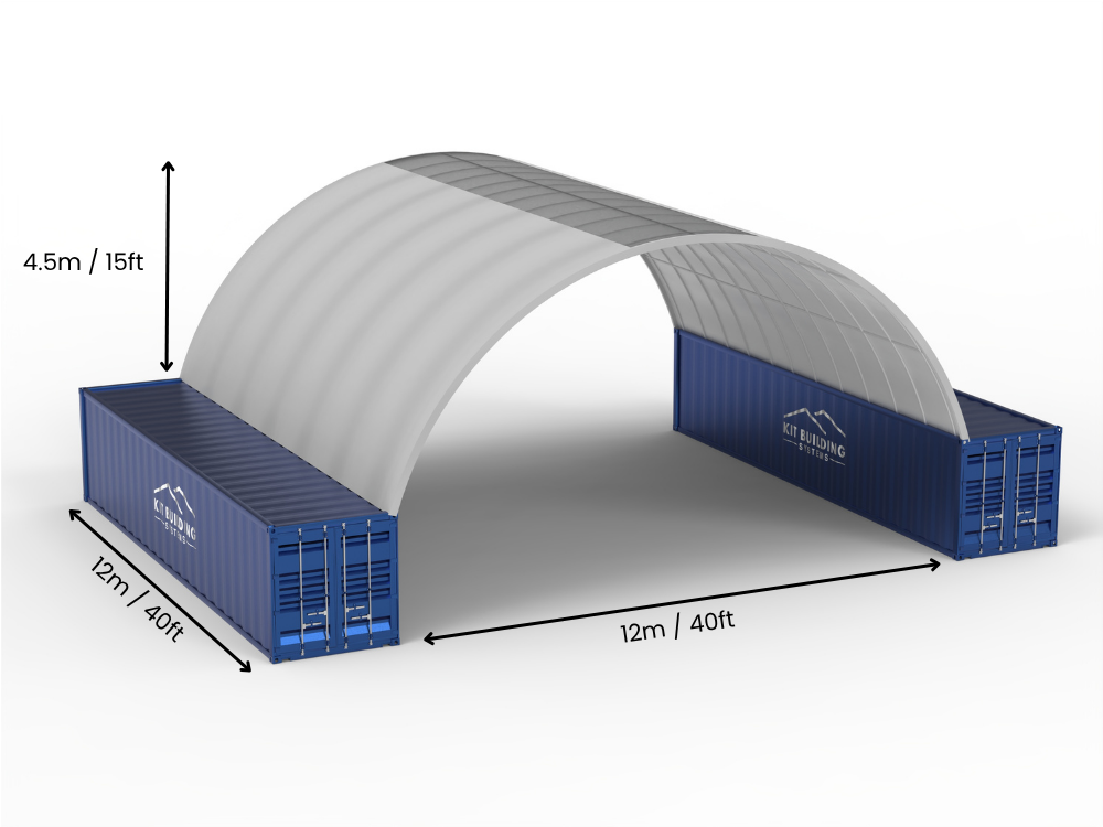 Campata da 12m (40ft) | Tende per container - 40ft x 12ft (12m x 4,5m)