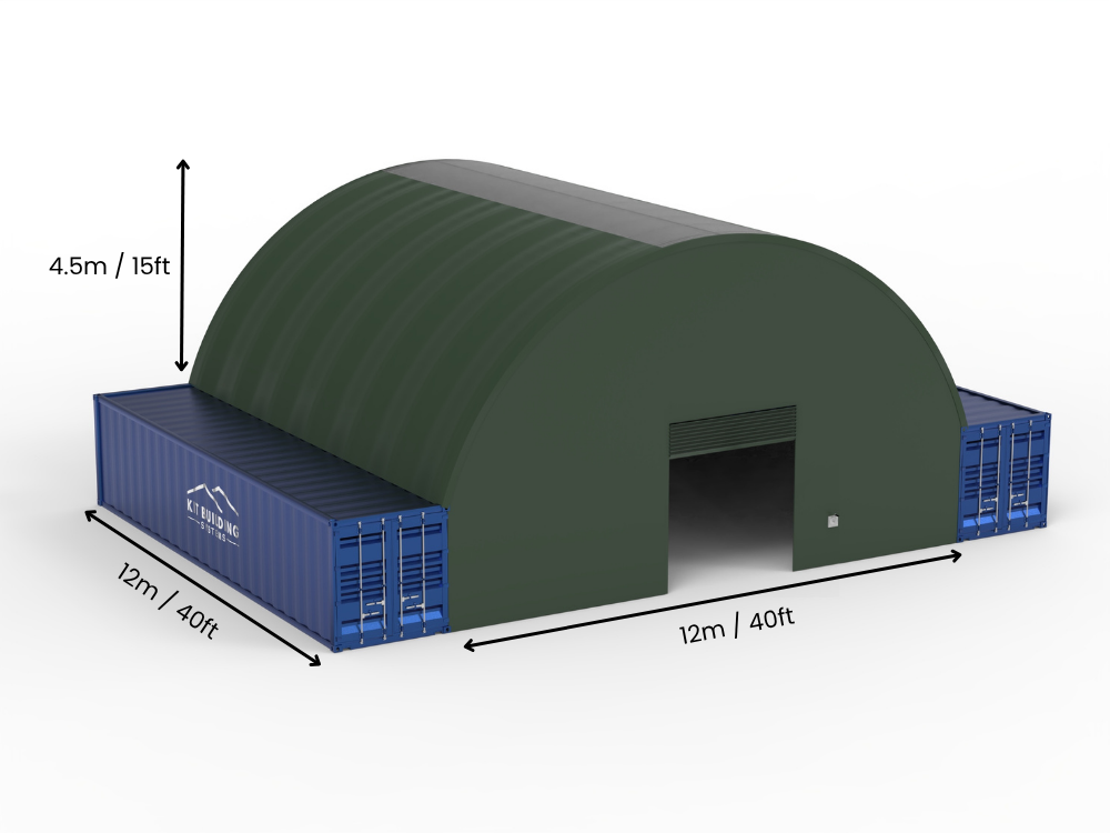 Campata da 12m (40ft) | Tende per container - 40ft x 12ft (12m x 4,5m)