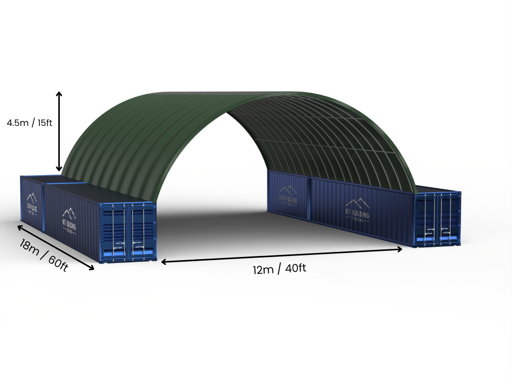 Campata da 12m (40ft) | Tende per container - 40ft x 12ft (12m x 4,5m)