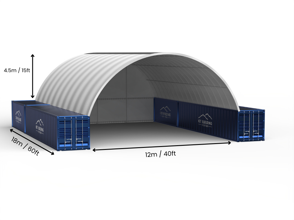Campata da 12m (40ft) | Tende per container - 40ft x 12ft (12m x 4,5m)