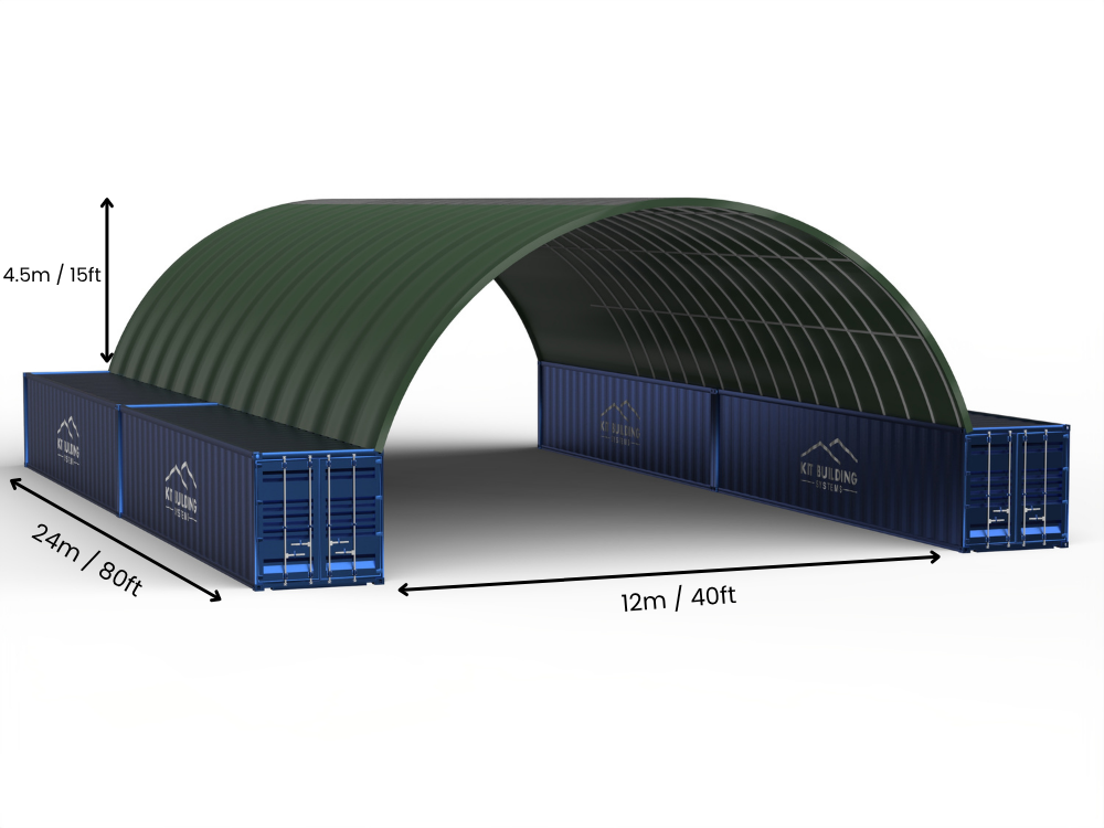 Campata da 12m (40ft) | Tende per container - 40ft x 12ft (12m x 4,5m)