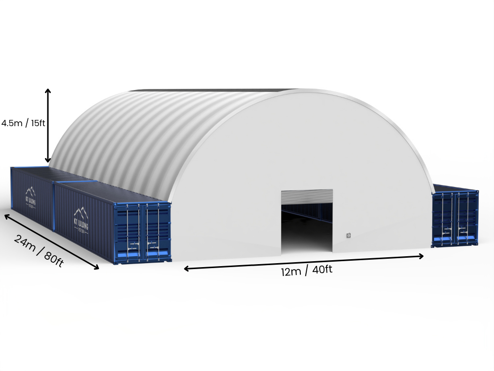 Campata da 12m (40ft) | Tende per container - 40ft x 12ft (12m x 4,5m)