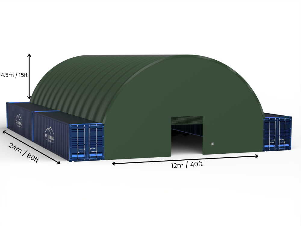 Campata da 12m (40ft) | Tende per container - 40ft x 12ft (12m x 4,5m)
