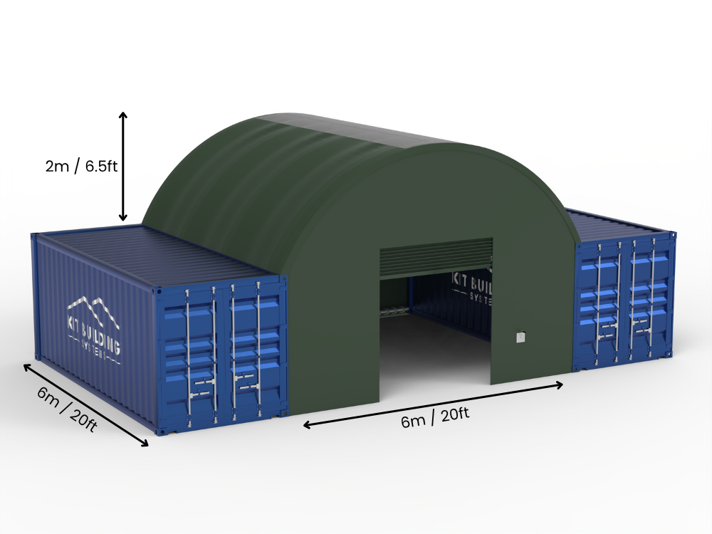 Portée de 6m (20ft) | Auvents pour conteneurs 20ft de largeur, 6,5ft de hauteur (6m x 2m)