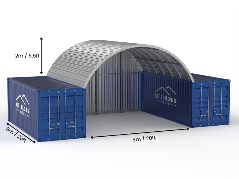 Pensiline per contenitori in acciaio - 20ft x 20ft x 6,5ft (6m x 6m x 2m)
