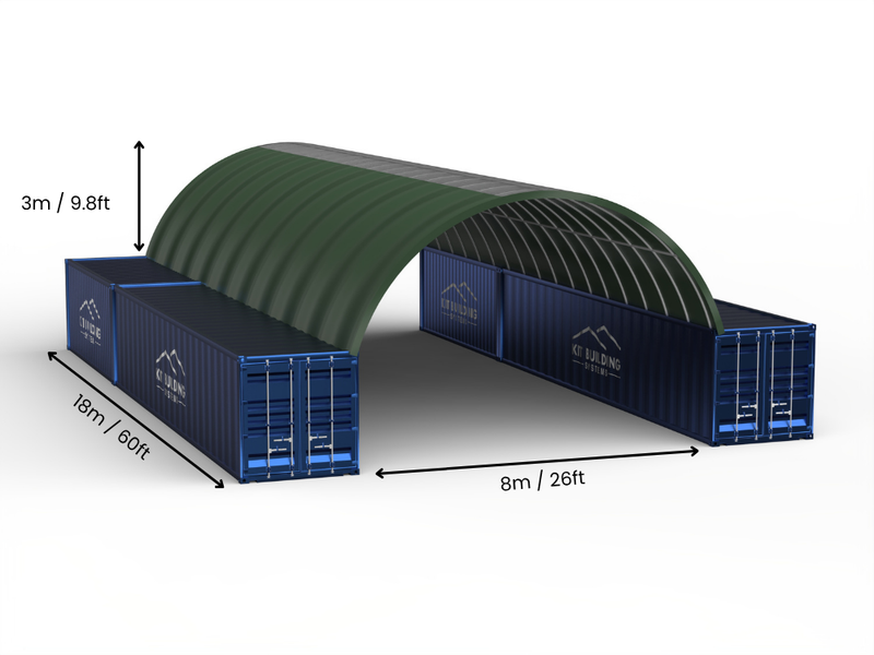 Campata 8m (26ft) | Tende Container Larghezza 26ft, Altezza 10ft (8m x 3m)