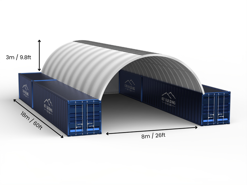 Campata 8m (26ft) | Tende Container Larghezza 26ft, Altezza 10ft (8m x 3m)