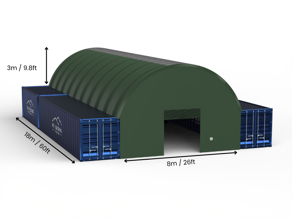 Campata 8m (26ft) | Tende Container Larghezza 26ft, Altezza 10ft (8m x 3m)