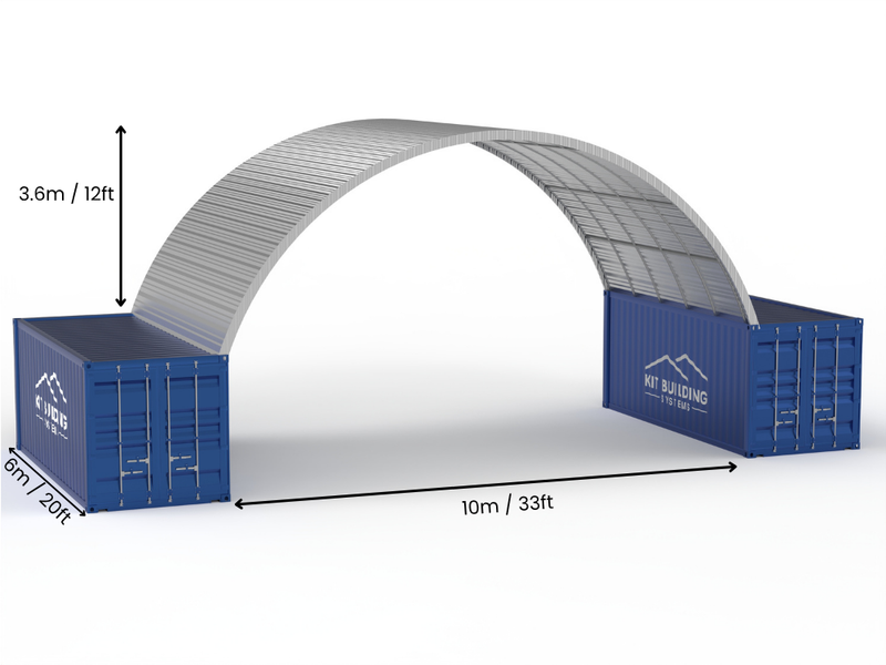 Campata da 10m (33ft) | Pensiline per container in acciaio - 33ft x 12ft (10m x 3,6m)