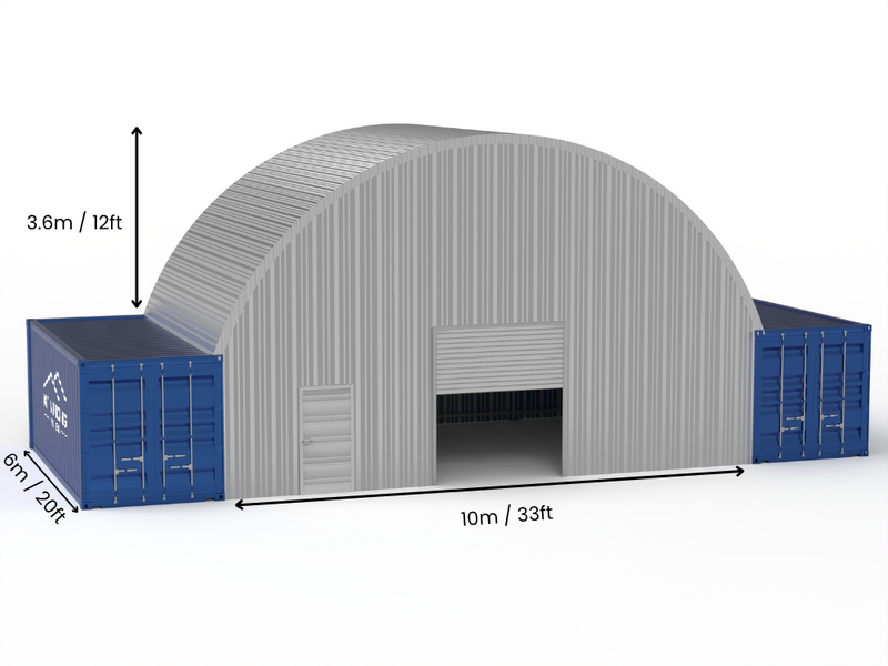 Tettoie per Contenitori in Acciaio - 33ft x 20ft x 12ft (10m x 6m x 3,6m)