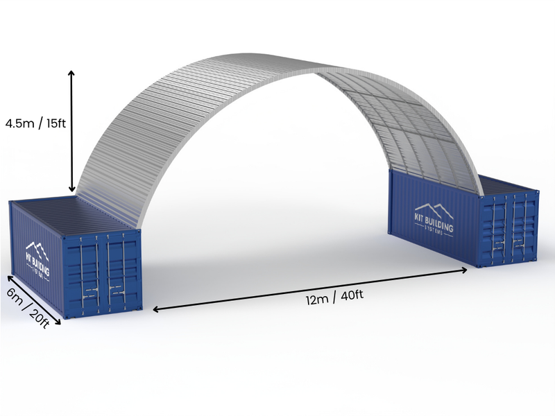 12m (40ft) Spannweite | Stahlcontainer-Vordächer - 40ft x 12ft (12m x 4,5m)