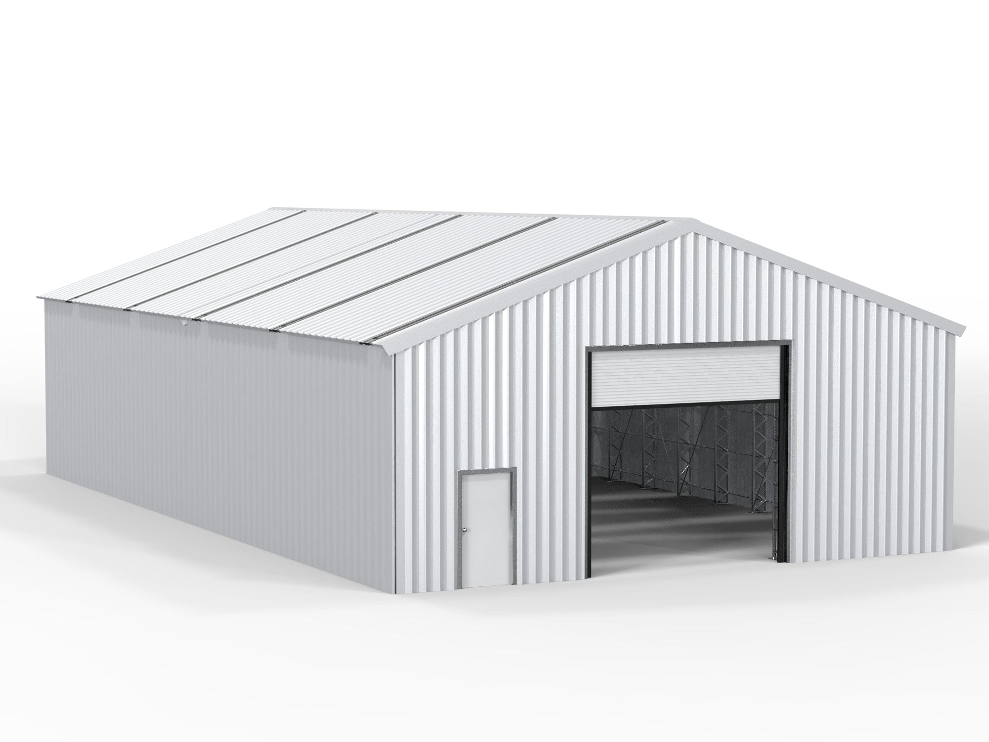 Kit Buildings 65ft x 40ft x 21ft (20x12.2x6.4m) / None (.6mm Box Section Steel Cladding) Steel Buildings