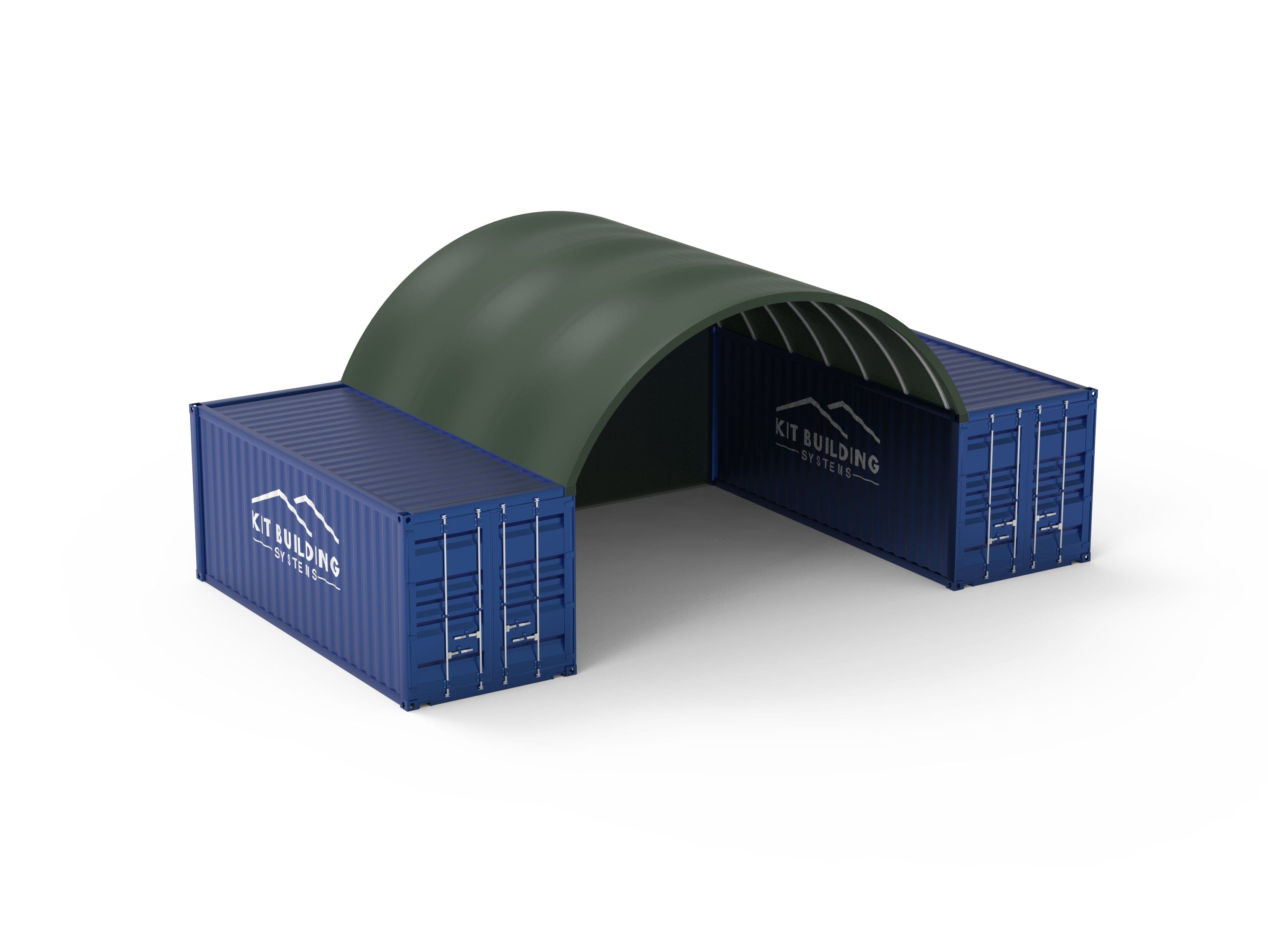 Kit Buildings Green / Back Panel Container Shelter - 20ft x 20ft x 6.5ft (6m x 6m x 2m)