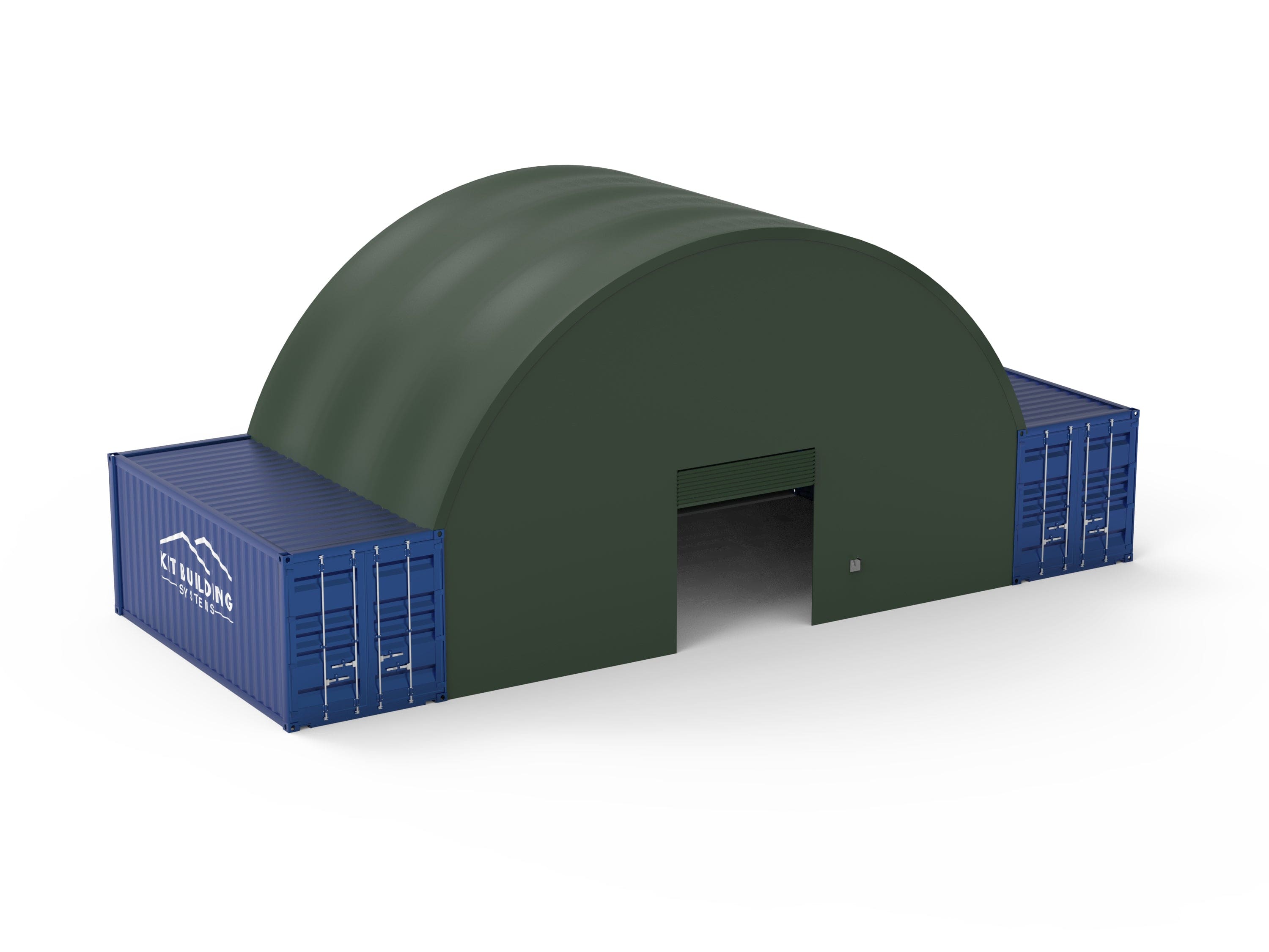 Kit Buildings Military Green / Back & Front Panel with Winch Door Container Shelter - 33ft x 20ft x 12ft (10m x 6m x 3.6m)